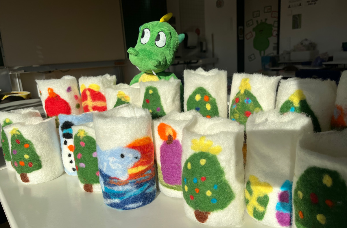 Schulfilzen Unsere gefilzten Kerzengläser